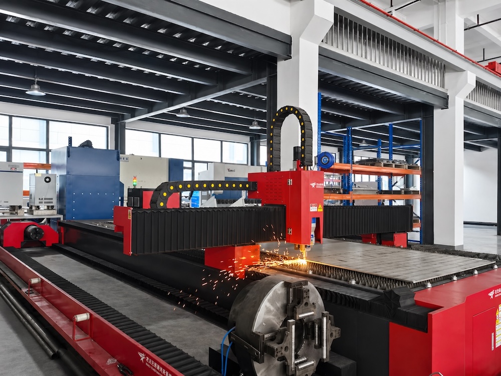 CNC laser cutting machine in industrial workshop demonstrating OEM manufacturing capability